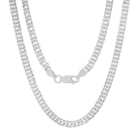 Silver/Gold 22" Miami Cuban Double Curb Chain - 925 Italy - Mens/Ladies/Unisex - Picture 1 of 11